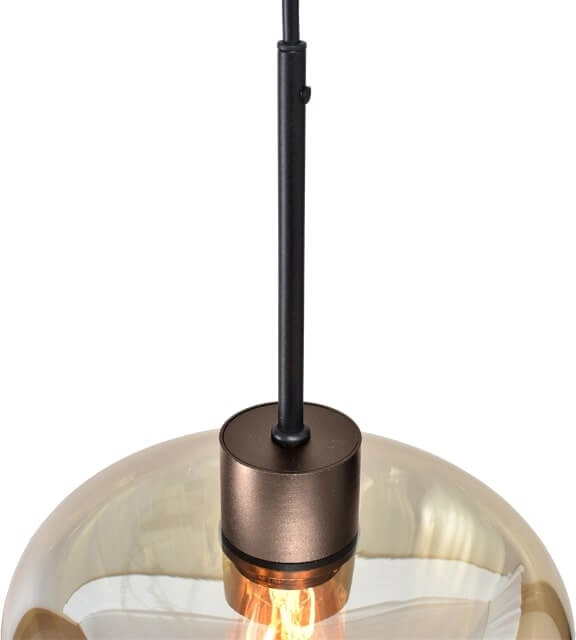 3-lichts hanglamp Genua bruin met 1x goud glas Ø 24cm  - 1x Ø 29cm en 1 pendel Masterlight 8718121357447