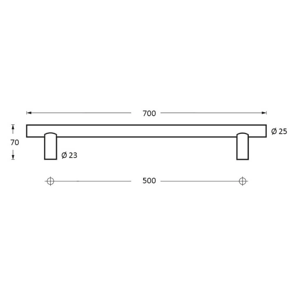 Deurgreep T-vorm Gripon 70x7cm RVS Intersteel 8714186334188