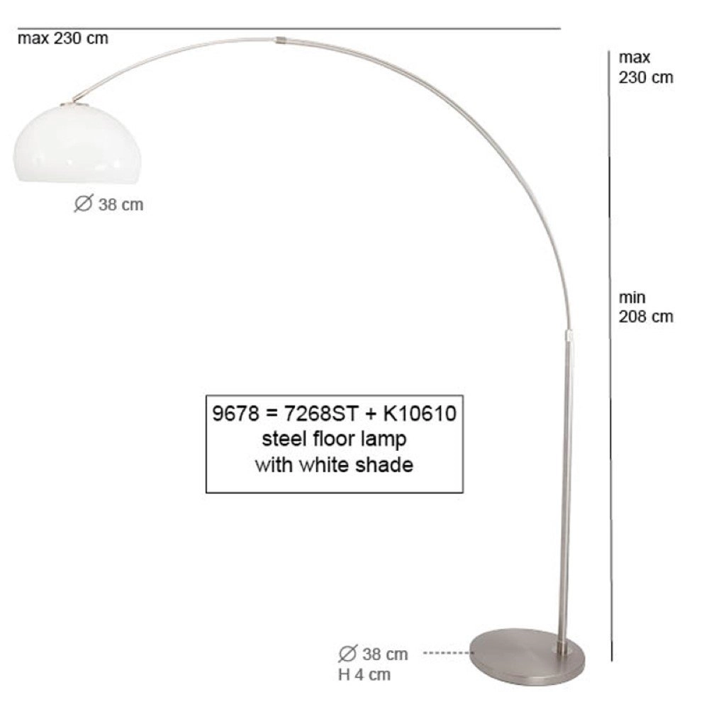 Arc lamp Stresa Rvs met witte lampenkap Steinhauer 8712746092882