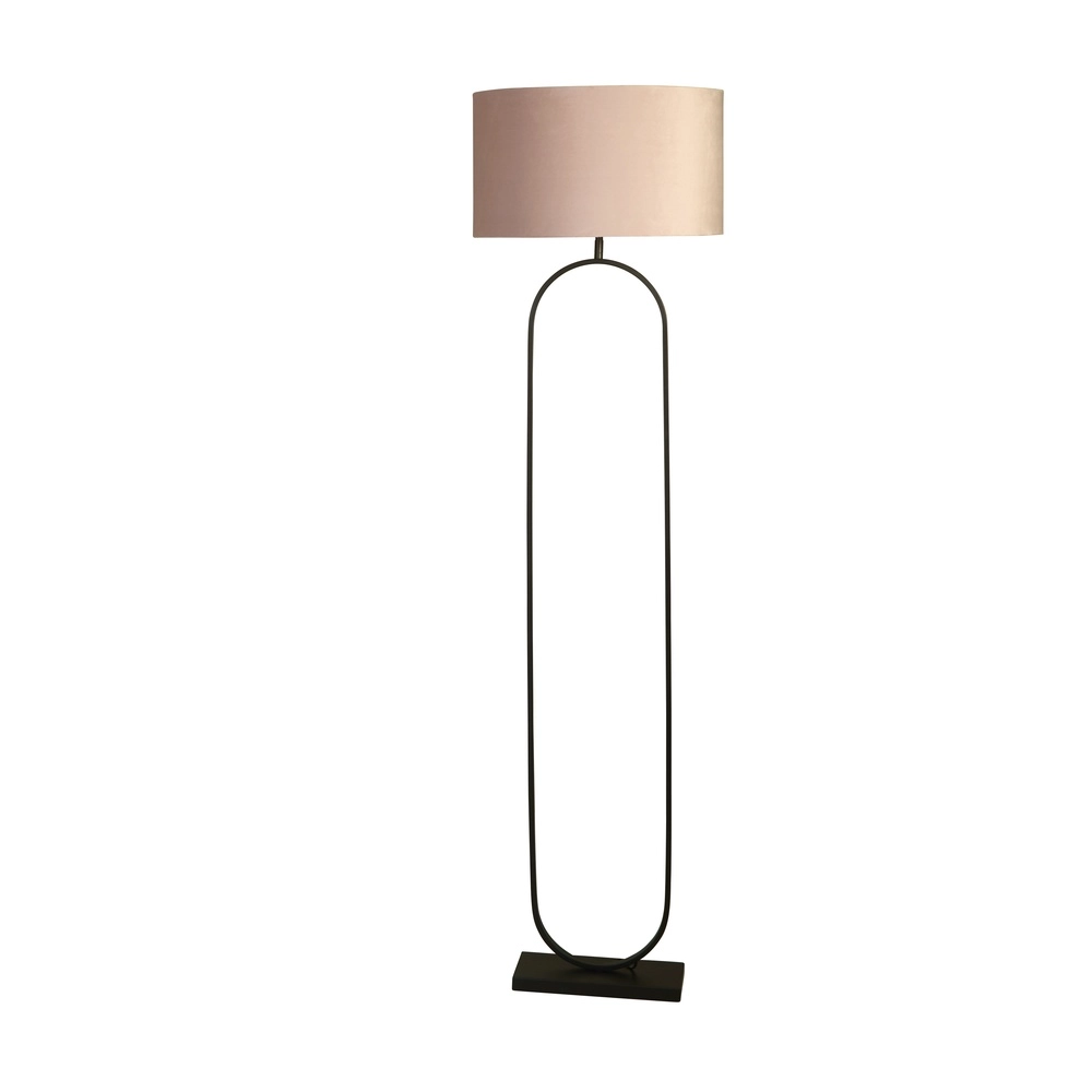 Vloerlamp Modish zwart met roze kap