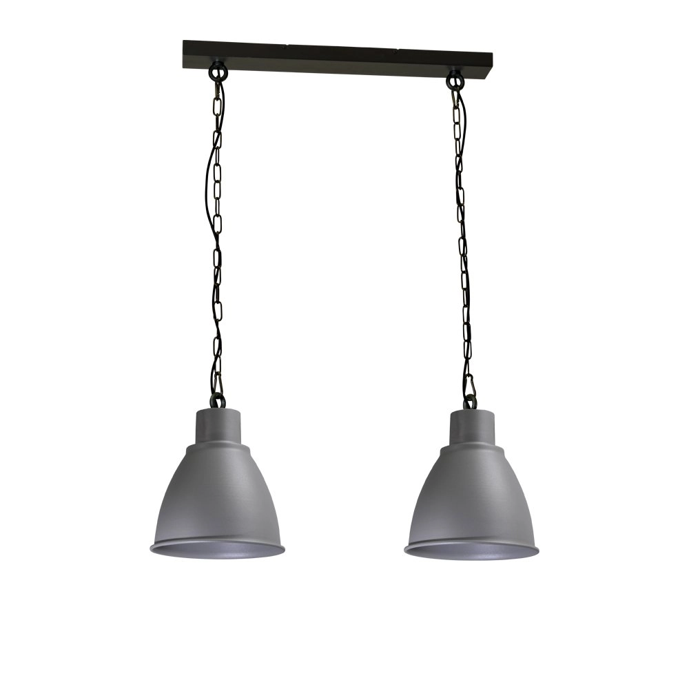 Eetkamerlamp Industria 2x27 2-lichts zwart met betongrijs
