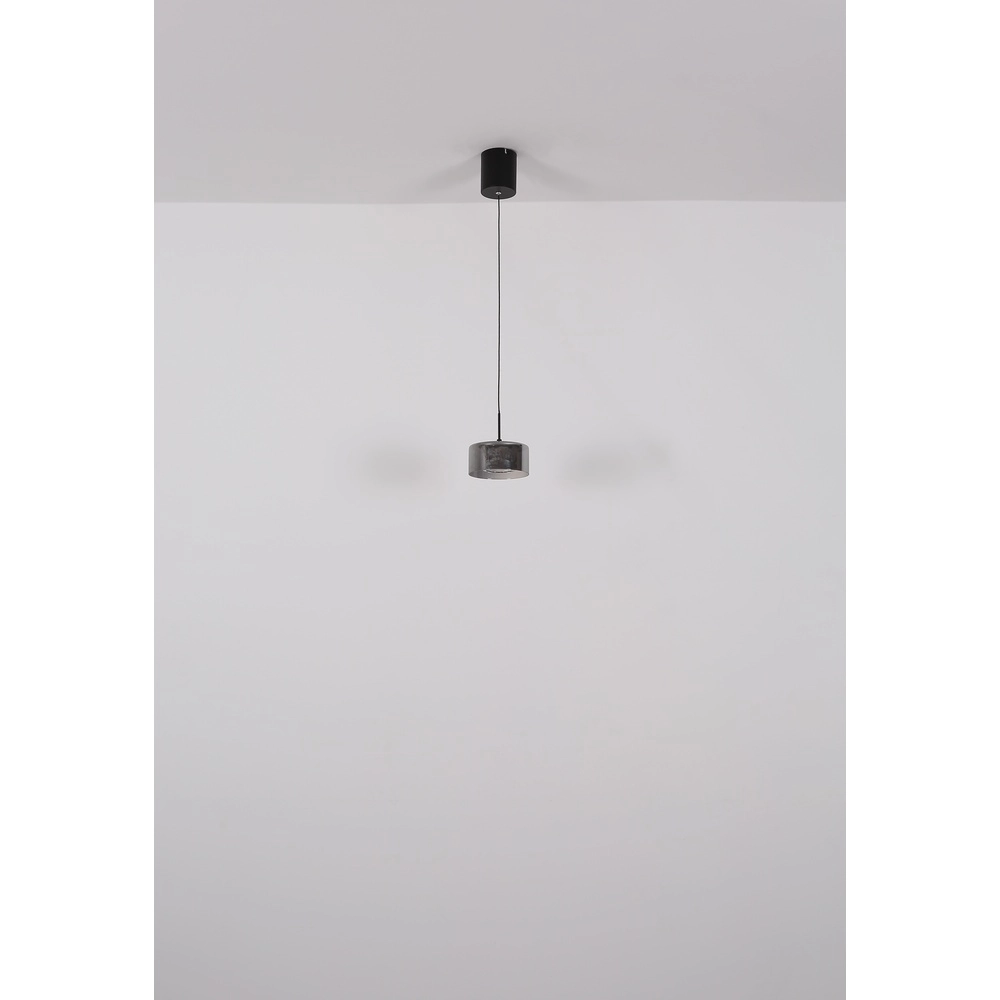 Design hanglamp Fogsy enkel zwart met smoke glas Globo 9007371450381