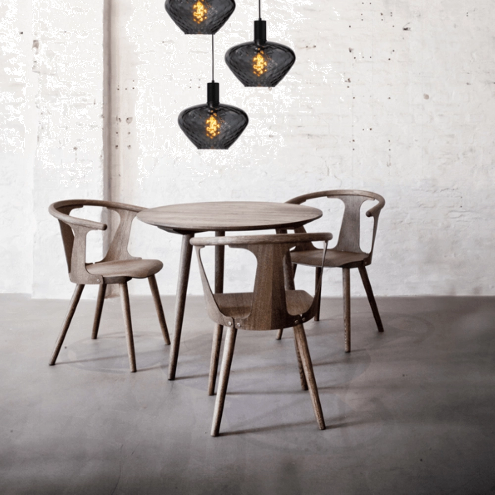3-lichts vide hanglamp - zwart - Porto met Blossom smoke glazen Masterlight 8718121270814