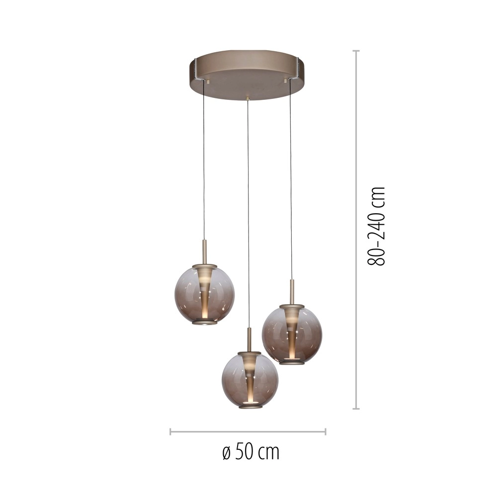Vide hanglamp Pure E-Infinty bronce met amber glas Paul Neuhaus 4012248398166