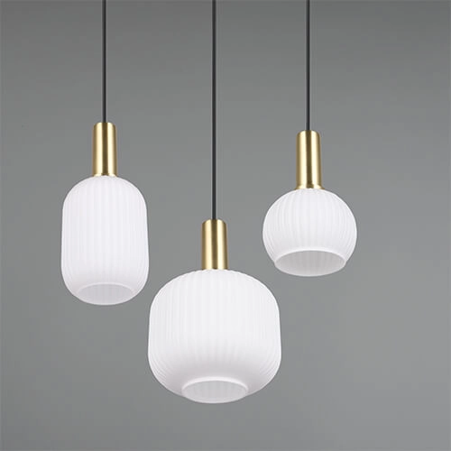 Eetkamer hanglamp Diva 3-lichts - wit glas Trio 4017807614503