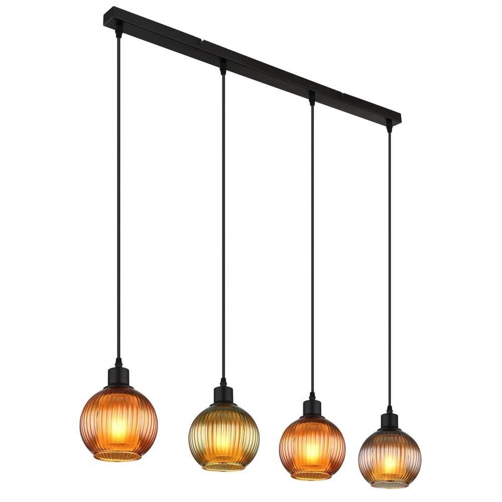 Hanglamp Zumba gekleurd glas 4-lichts