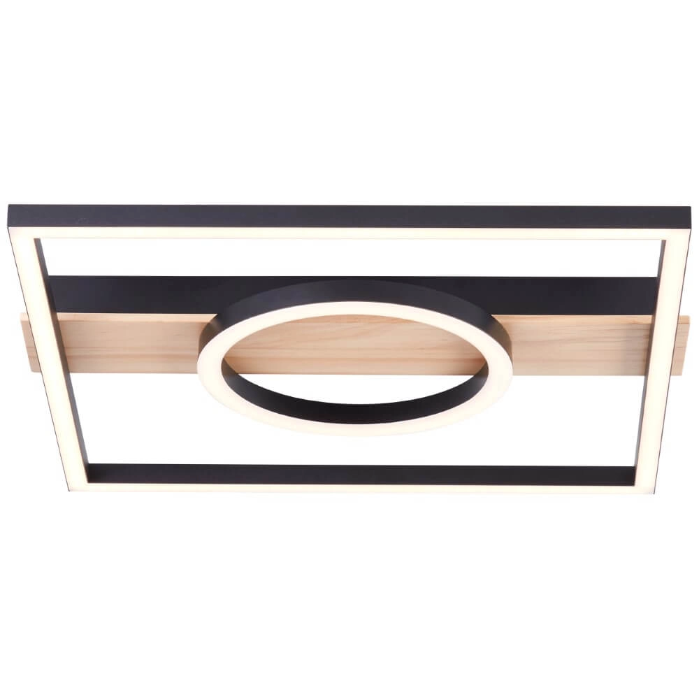 Plafondlamp Maureen 40 x 40cm zwart met hout