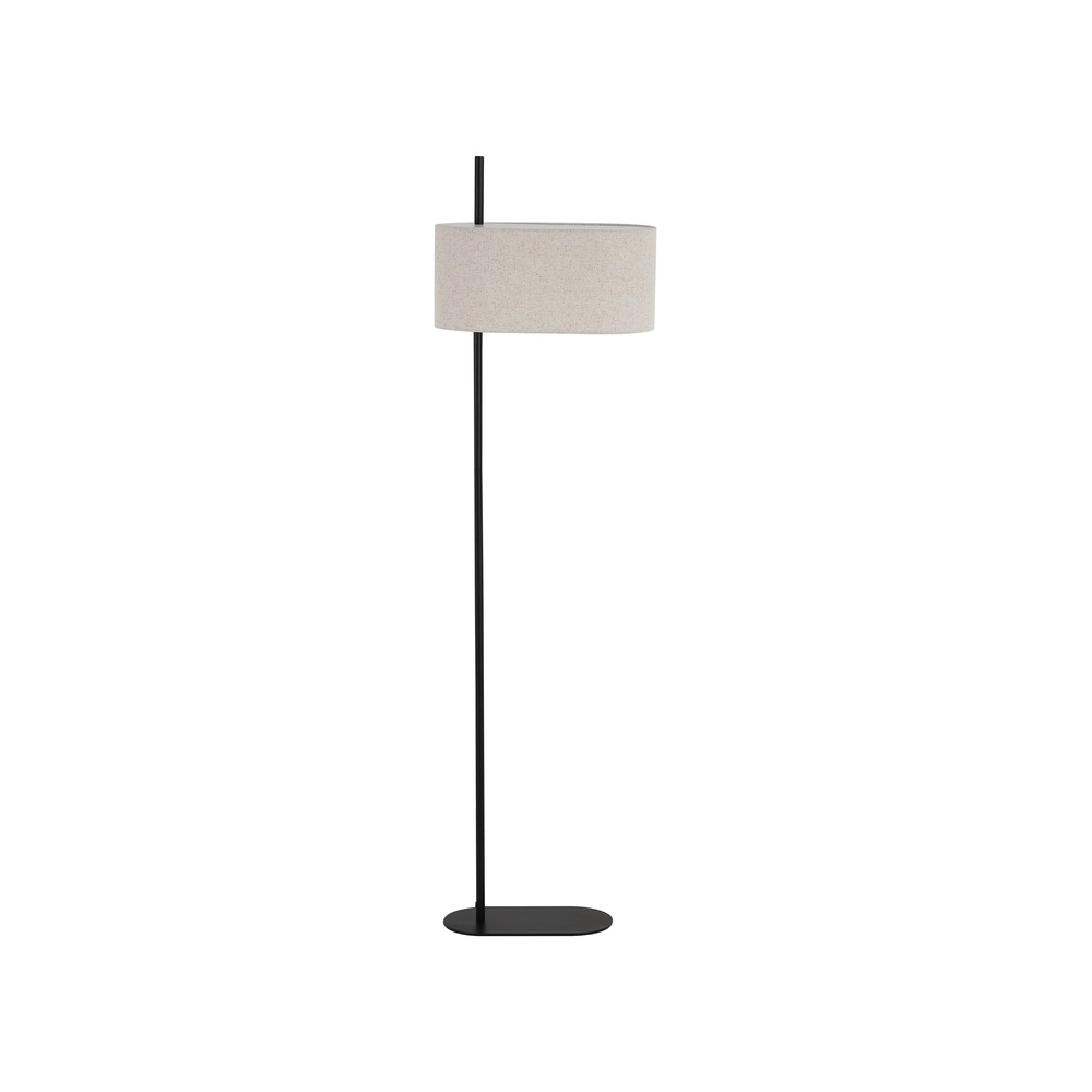 Vloerlamp Hessian zwart met linnen kap