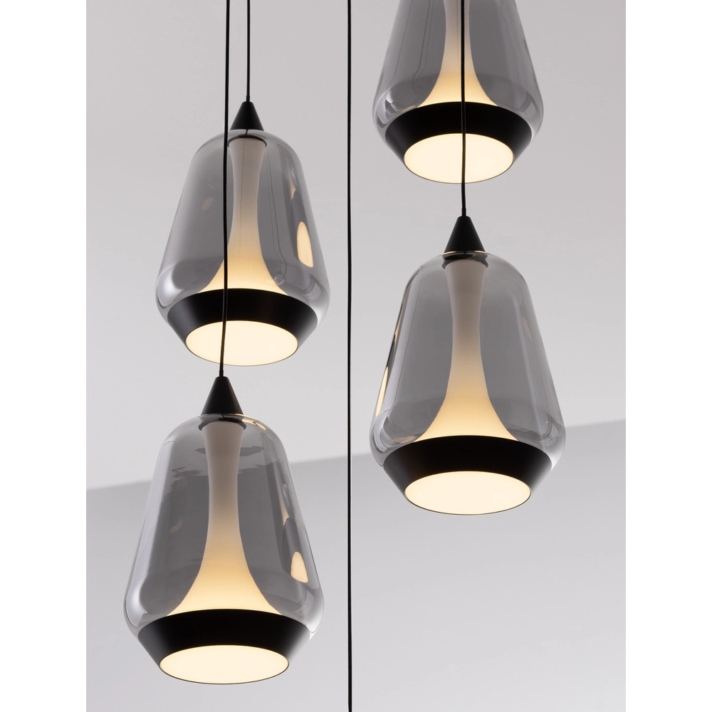 Design hanglamp Alish 5-lichts smoke glas Lyora 5212017477729