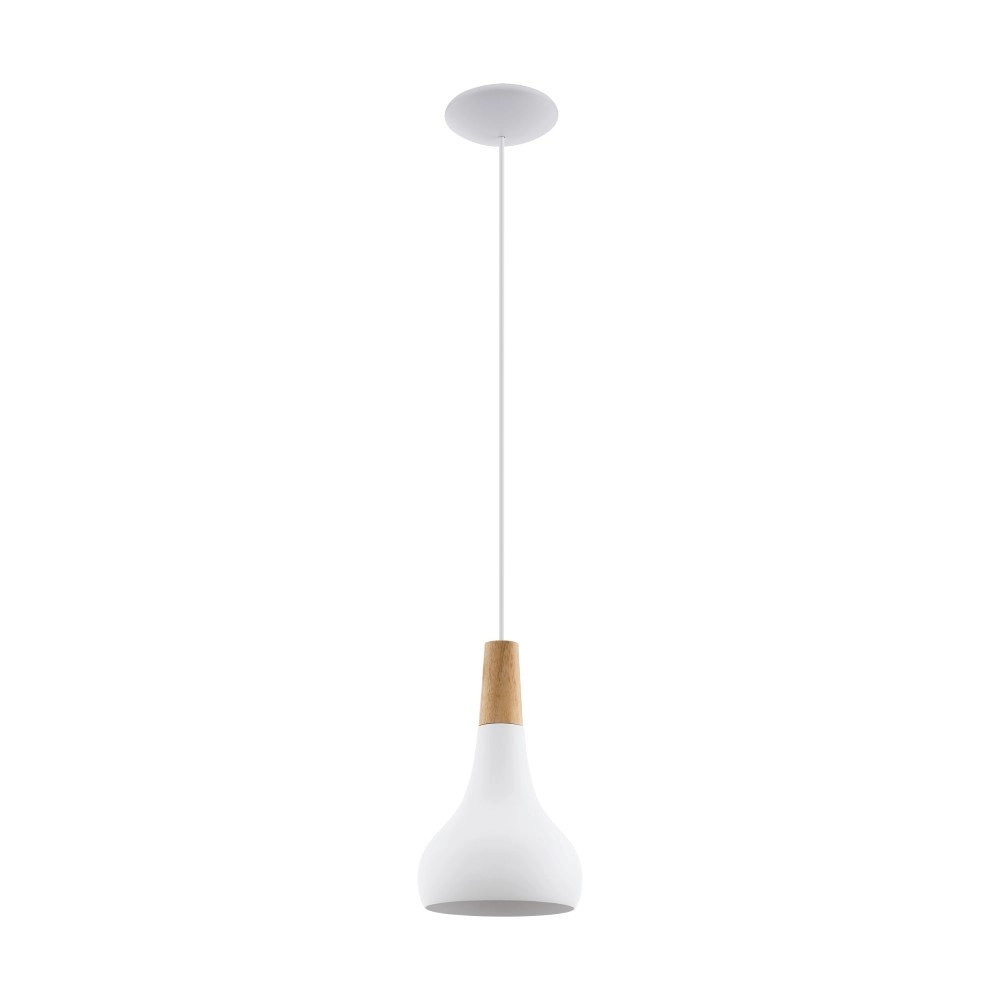 Moderne hanglamp Sabinar 18cm wit met houtbruin Eglo 9008606299973