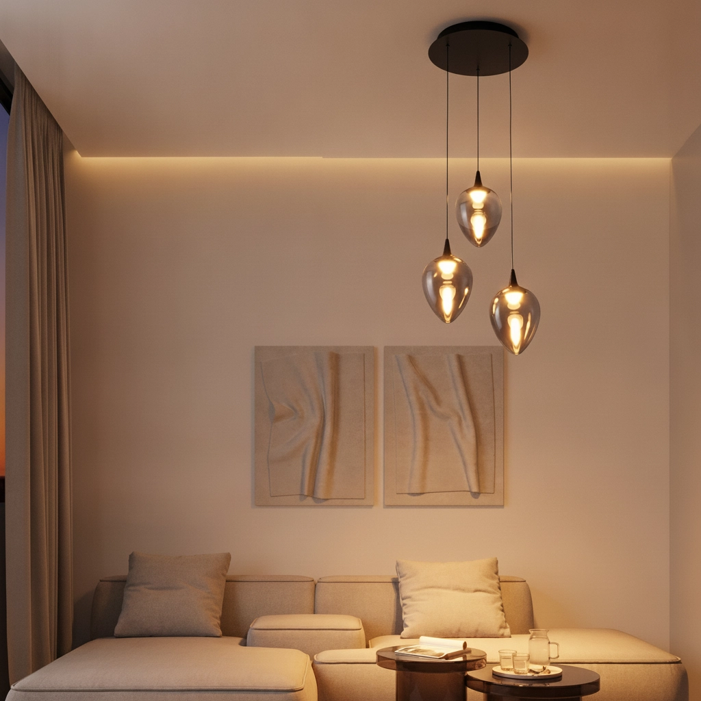 Hanglamp Nali 3-lichts smoke glas