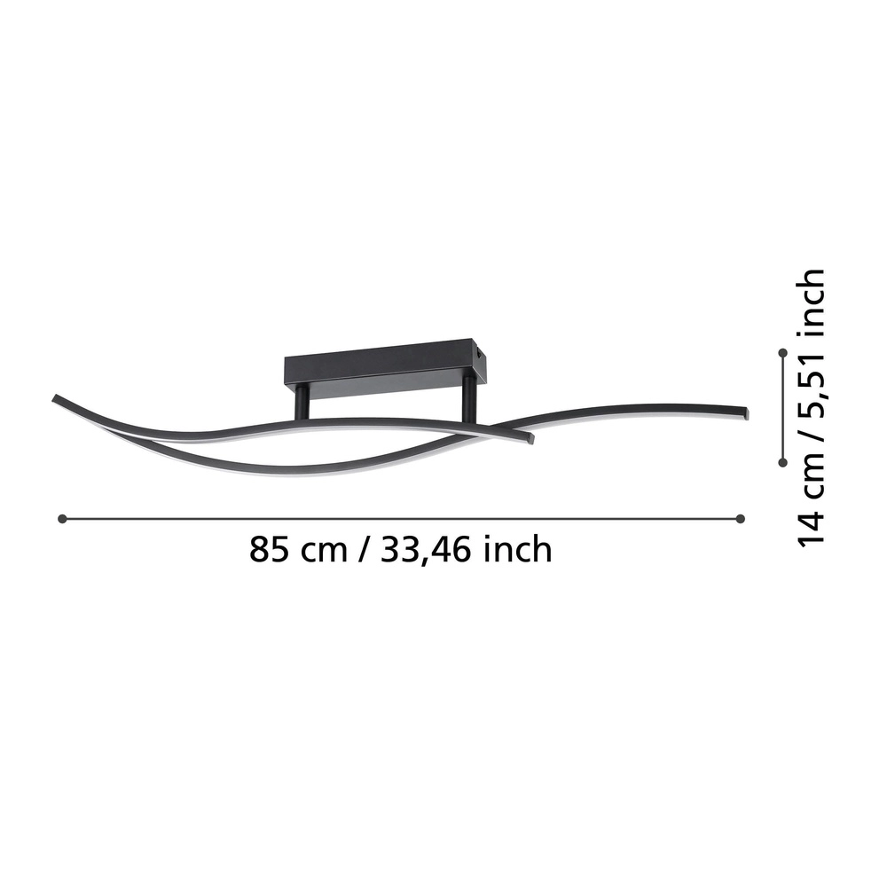 Chique led plafondlamp Grisolia 84cm - zwart Eglo 9008606316151
