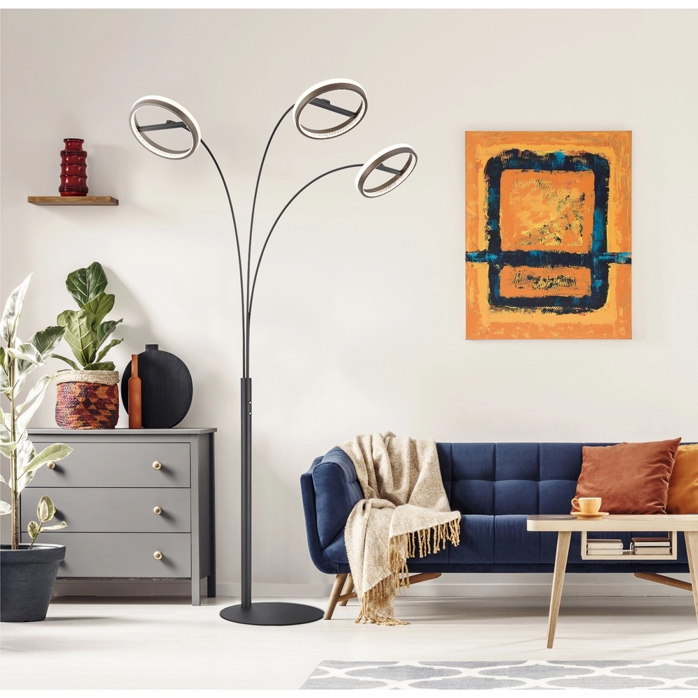 Design vloerlamp Della 3-lichts zwart Globo 9007371468744