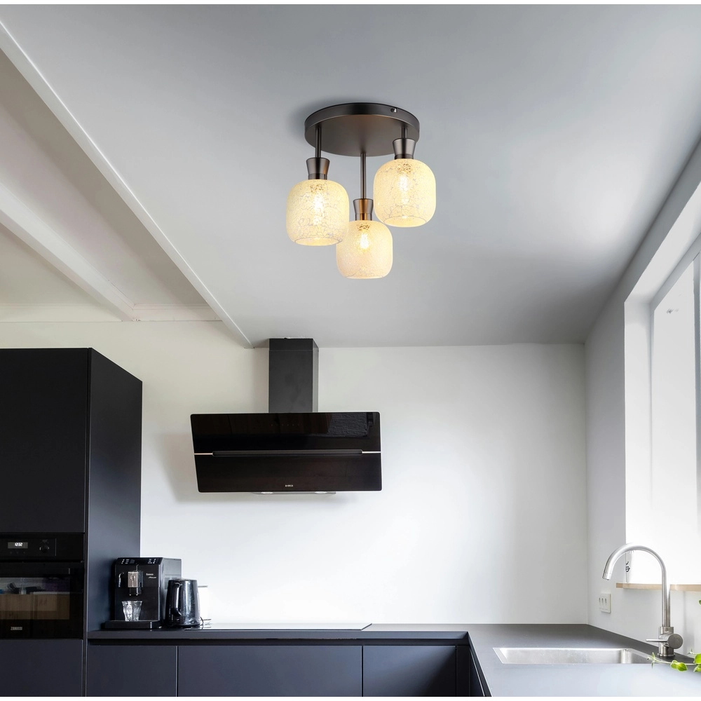 3-lichts plafondlamp Brokana gunmetal Globo 9007371572465