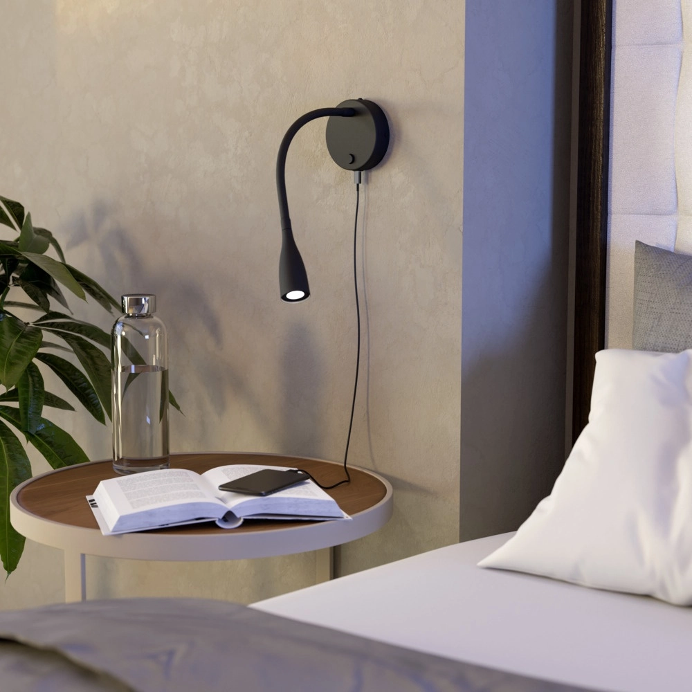Bedlampje Olivandino 1 flexibel zwart Eglo 9008606347780