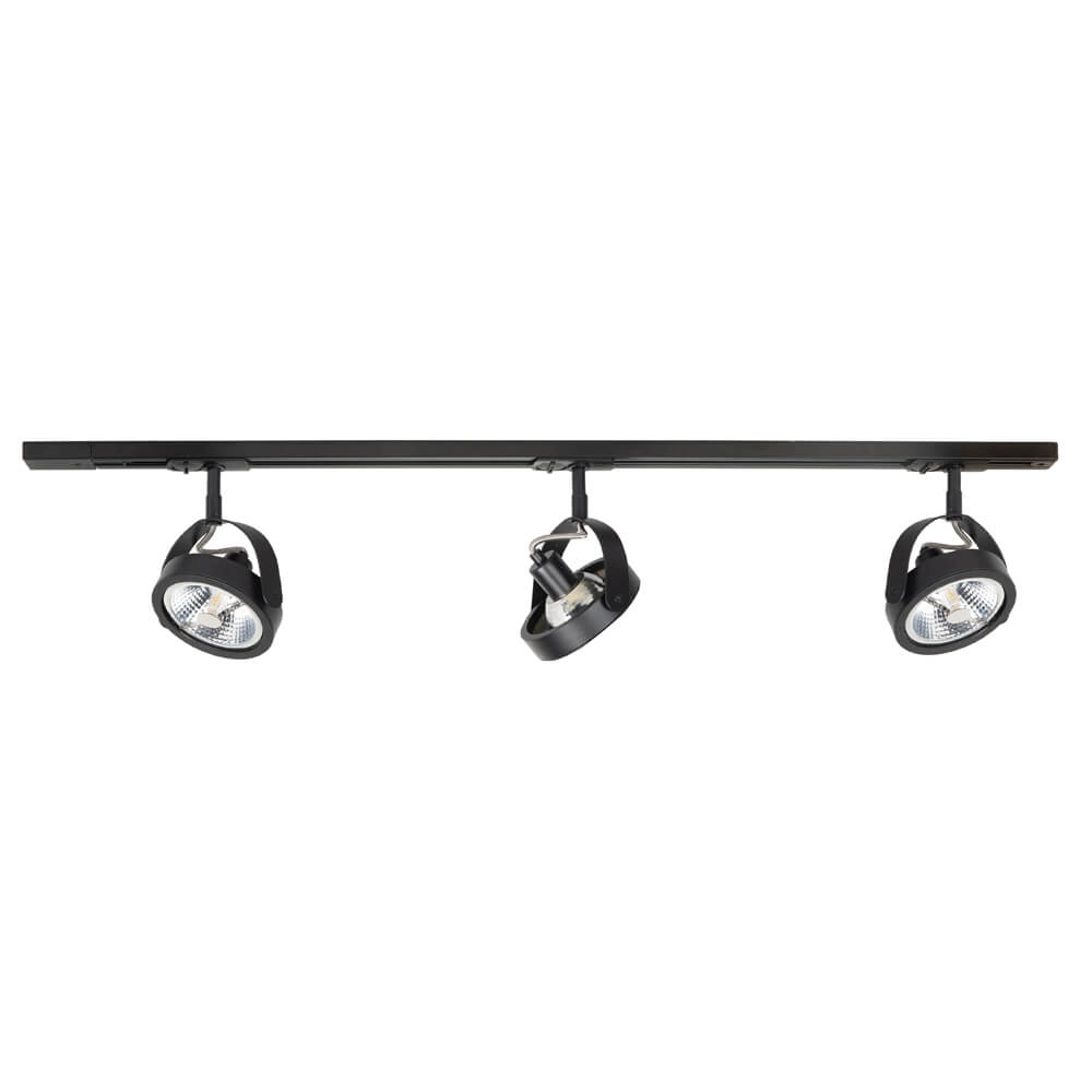 1-fase railset 100cm Malta zwart met 3 spots