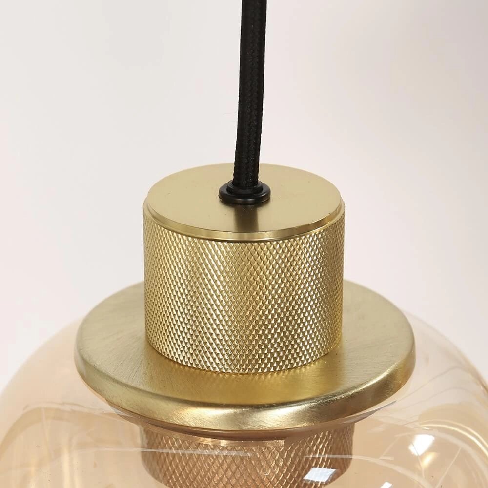 Eettafel hanglamp Reflexion goud met amberglas Steinhauer 8712746172966