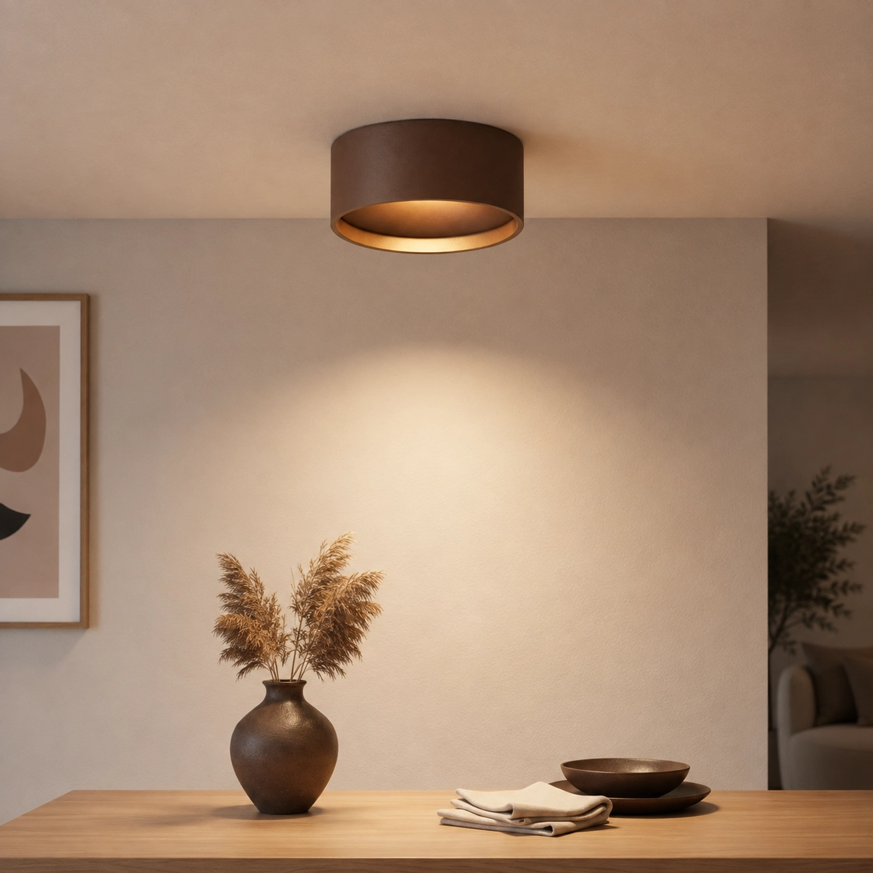 Badkamer plafondlamp Oran Ø 12cm - Brons geborsteld