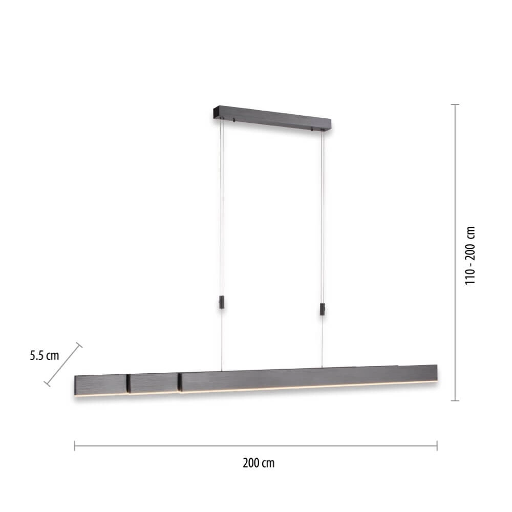 Led hanglamp Pure-Moto geborsteld antraciet Paul Neuhaus 4012248363751