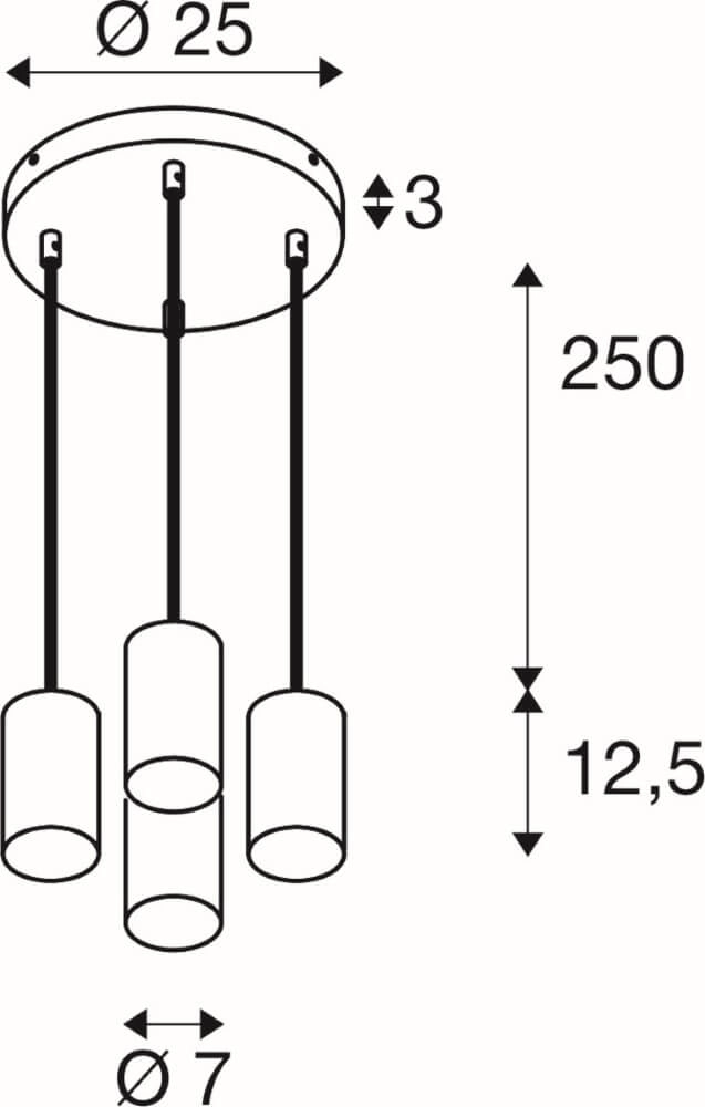 Pendel hanglamp Asto Tube zwart 4x GU10 SLV 4024163266031
