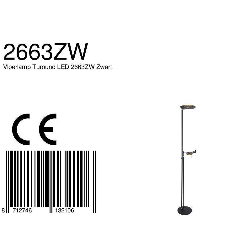 Moderne leeslamp Turound zwart Steinhauer 8712746132106