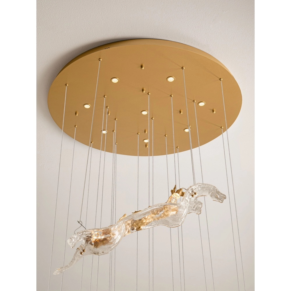 Gouden hanglamp Avesa met helder glas Ø 100cm Lyora 5212063500440