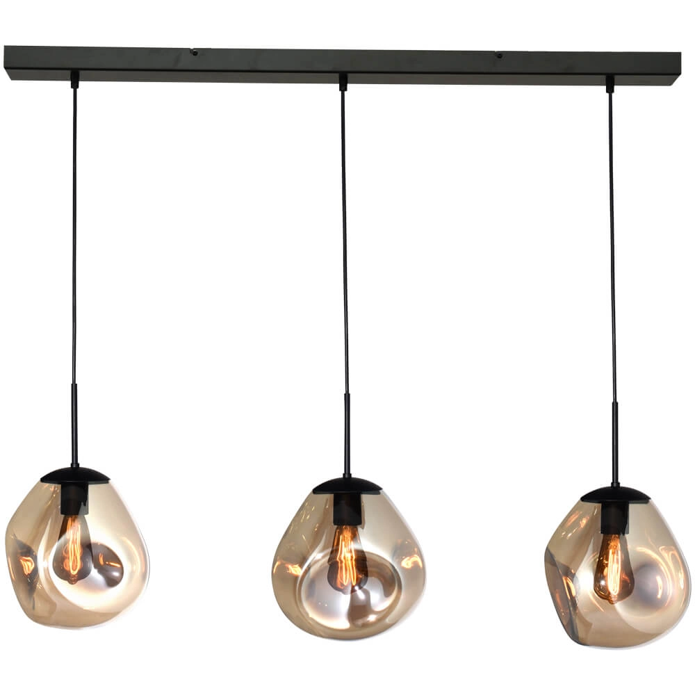 Glazen hanglamp Lava 3x goud glas Ø 24cm