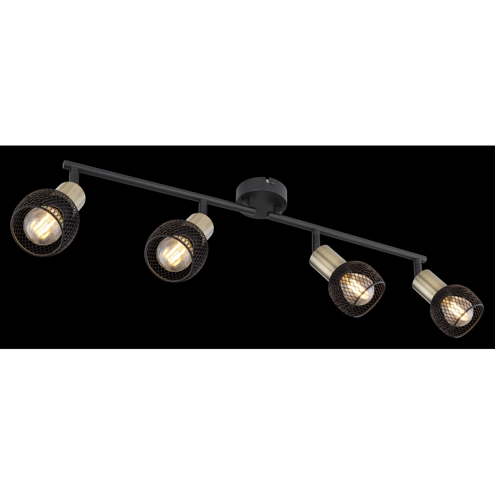 Plafondlamp Fiastra 4-lichts zwart met gaas Globo 9007371418121