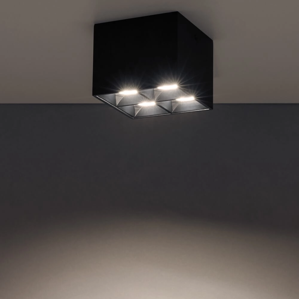 Zwarte opbouwspot Midi Led 2x2 leds - 4000K Lyora 5903139100571
