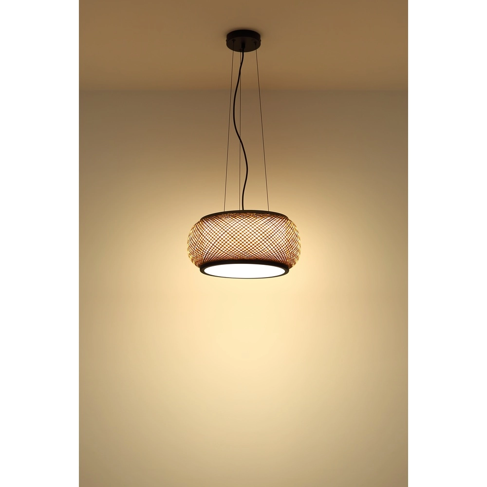 Hanglamp Bambora zwart met bamboe Globo 9007371578795