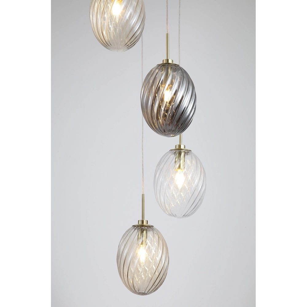 5-lichts hanglamp Whirl rond gekleurd glas Searchlight 5053423285931