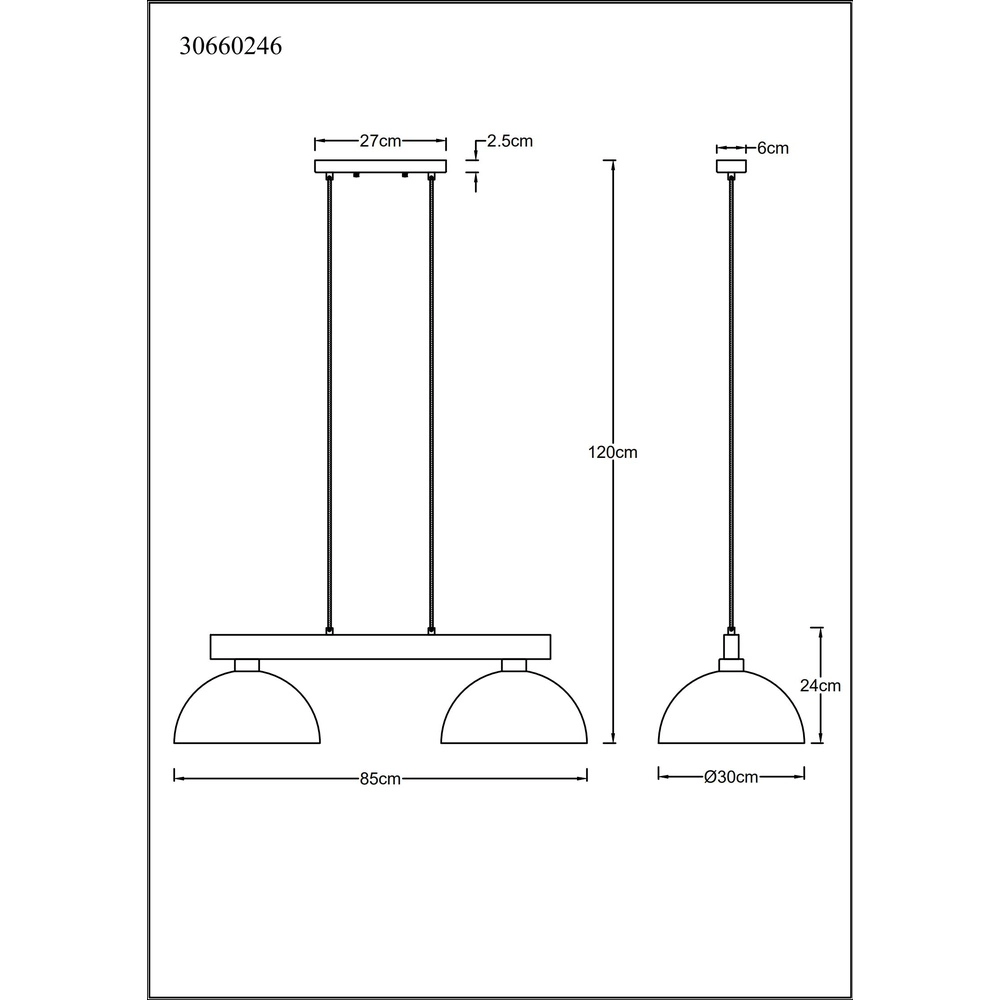 Landelijke hanglamp Romy 2-lichts zwart met hout Globo 9007371583355