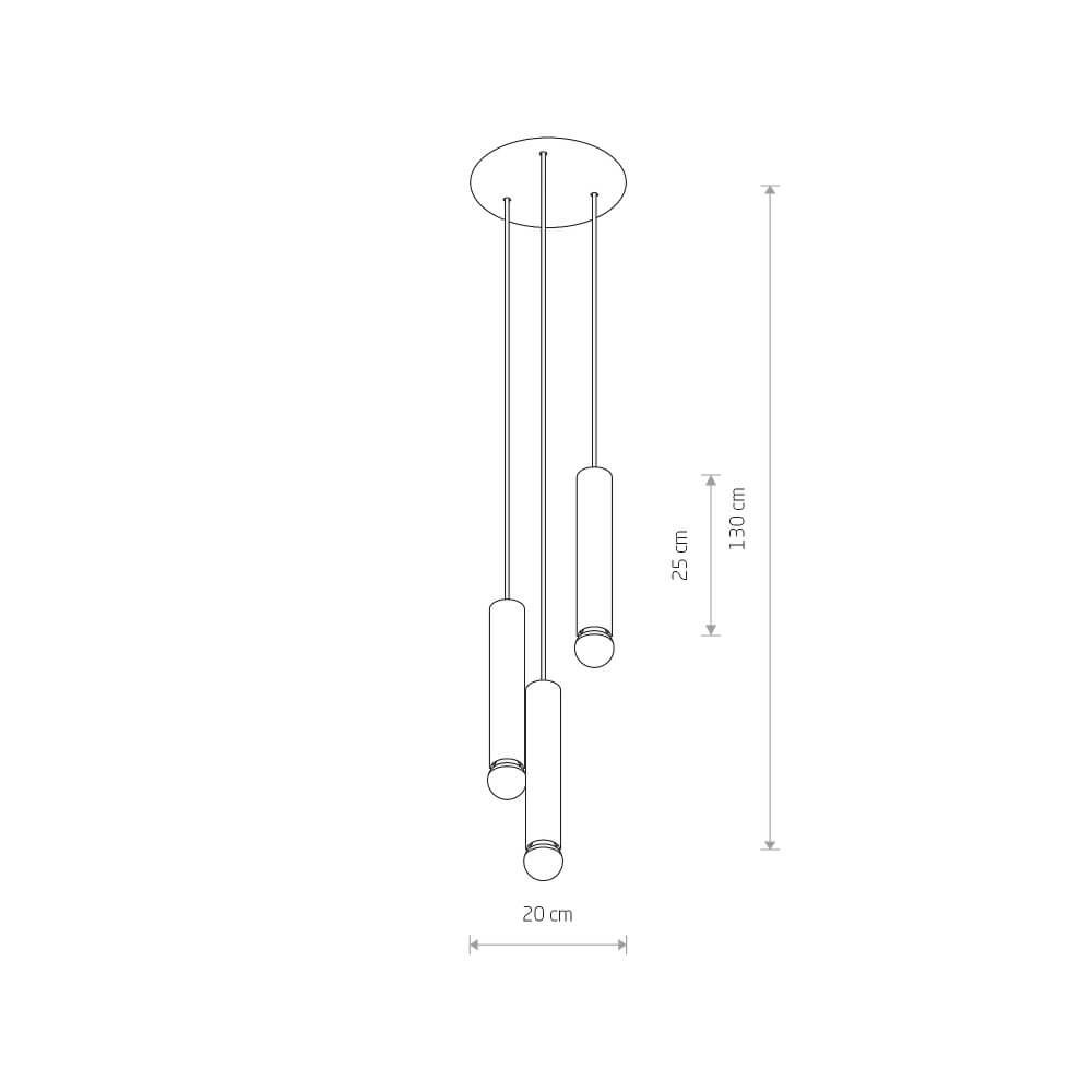 3-lichts hanglamp Baton goud Lyora 5903139785594