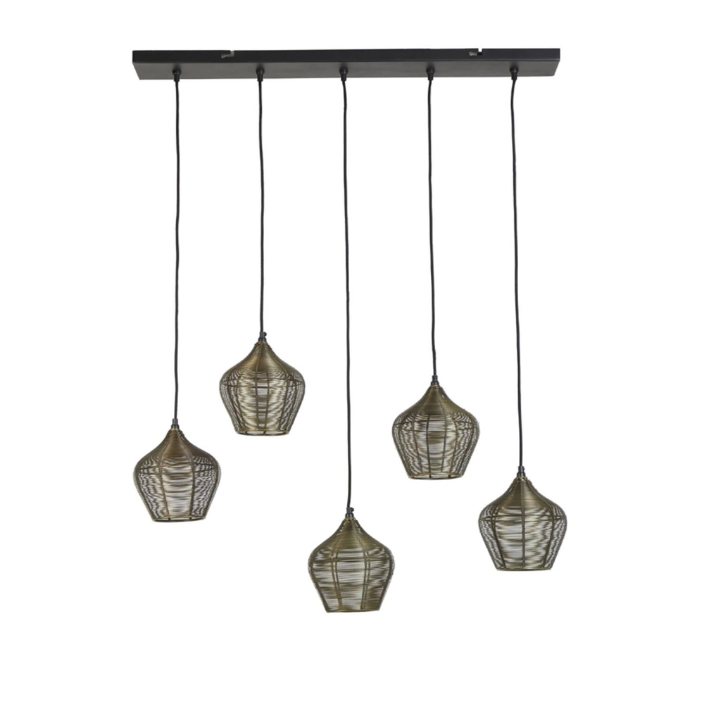 Hanglamp Alvaro 5-lichts brons
