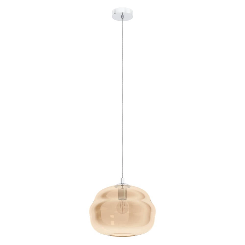 Hanglamp Dogato chroom met amber glas