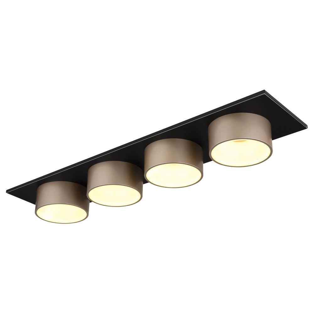 4-lichts plafondlamp Raymond zwart met champagne