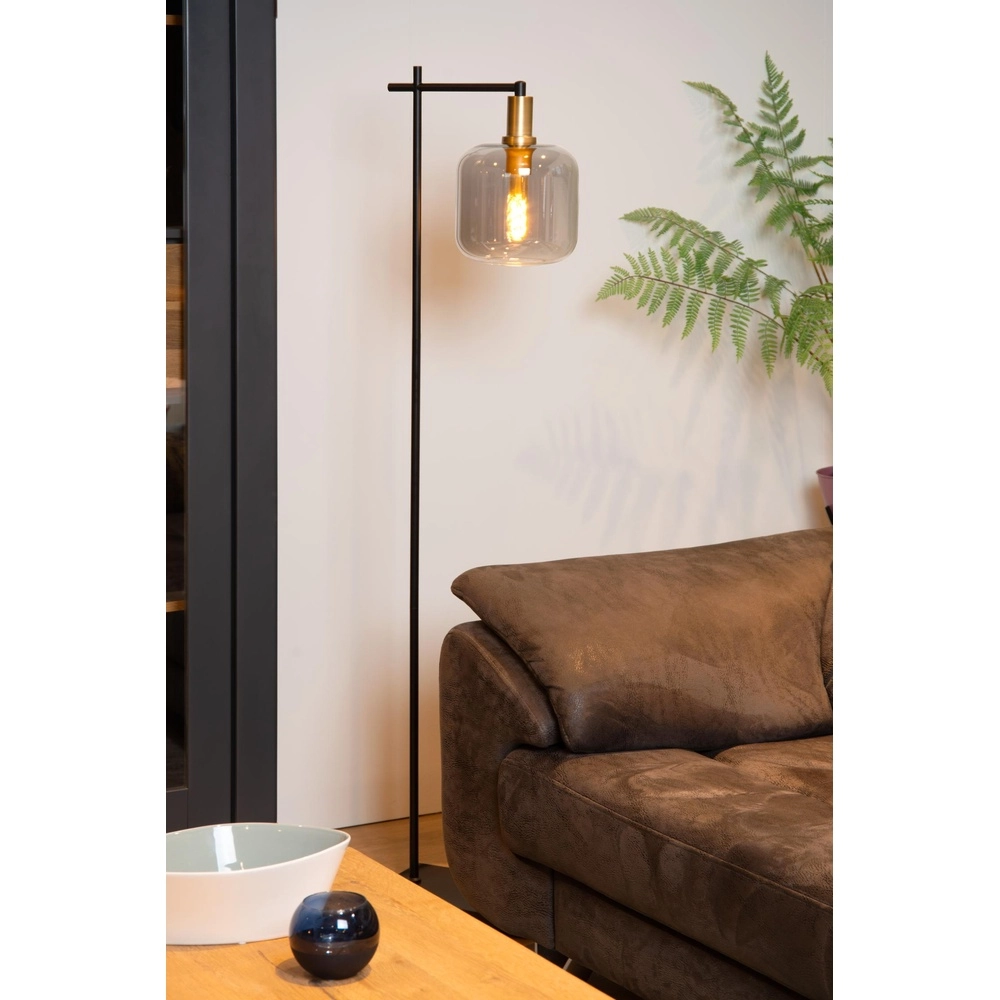 Vloerlamp Joanet zwart met smoke glas Lucide 5411212451606