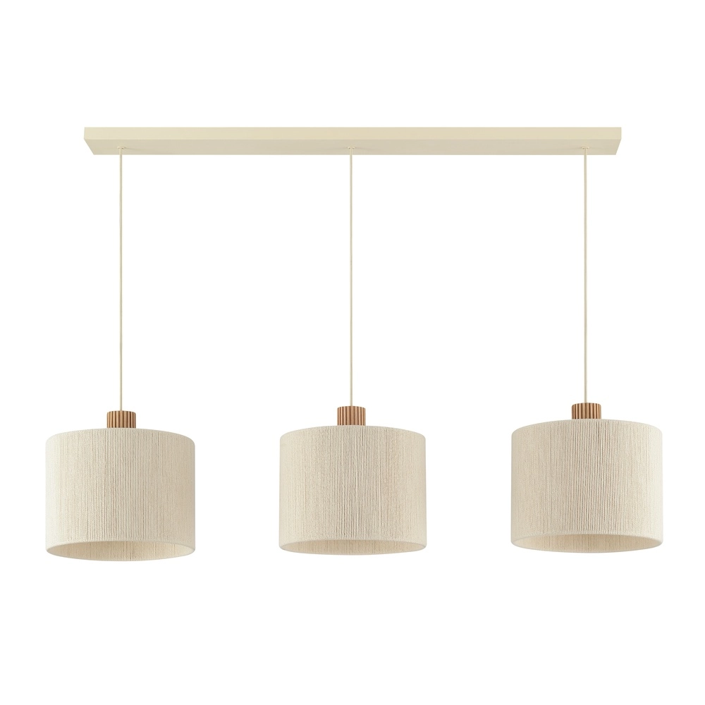 Beige hanglamp Arlo met hout japandi 3-lichts Brilliant 4004353477102