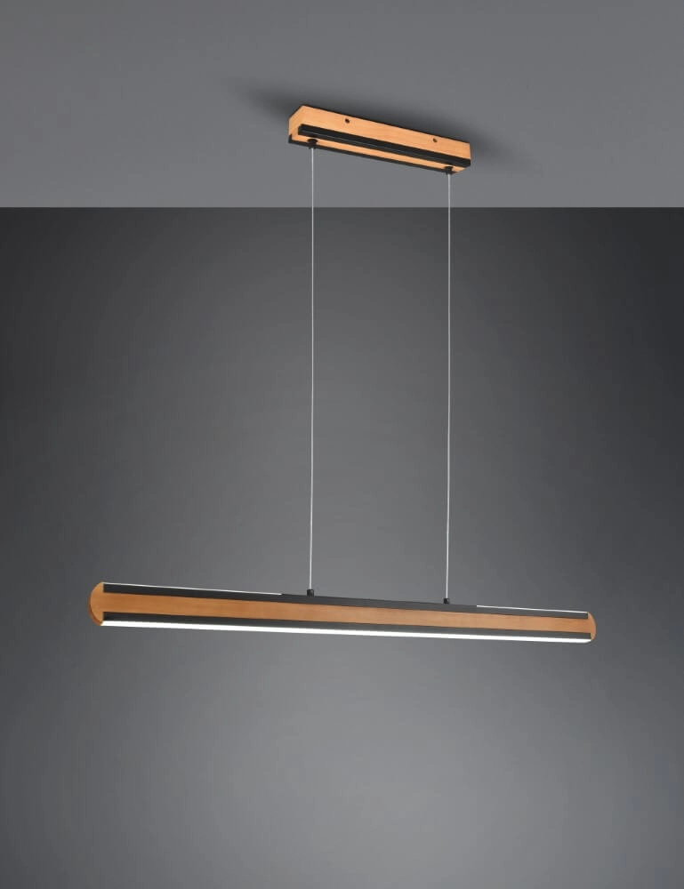Hanglamp Deacon houtbruin met zwart Trio 4017807505474