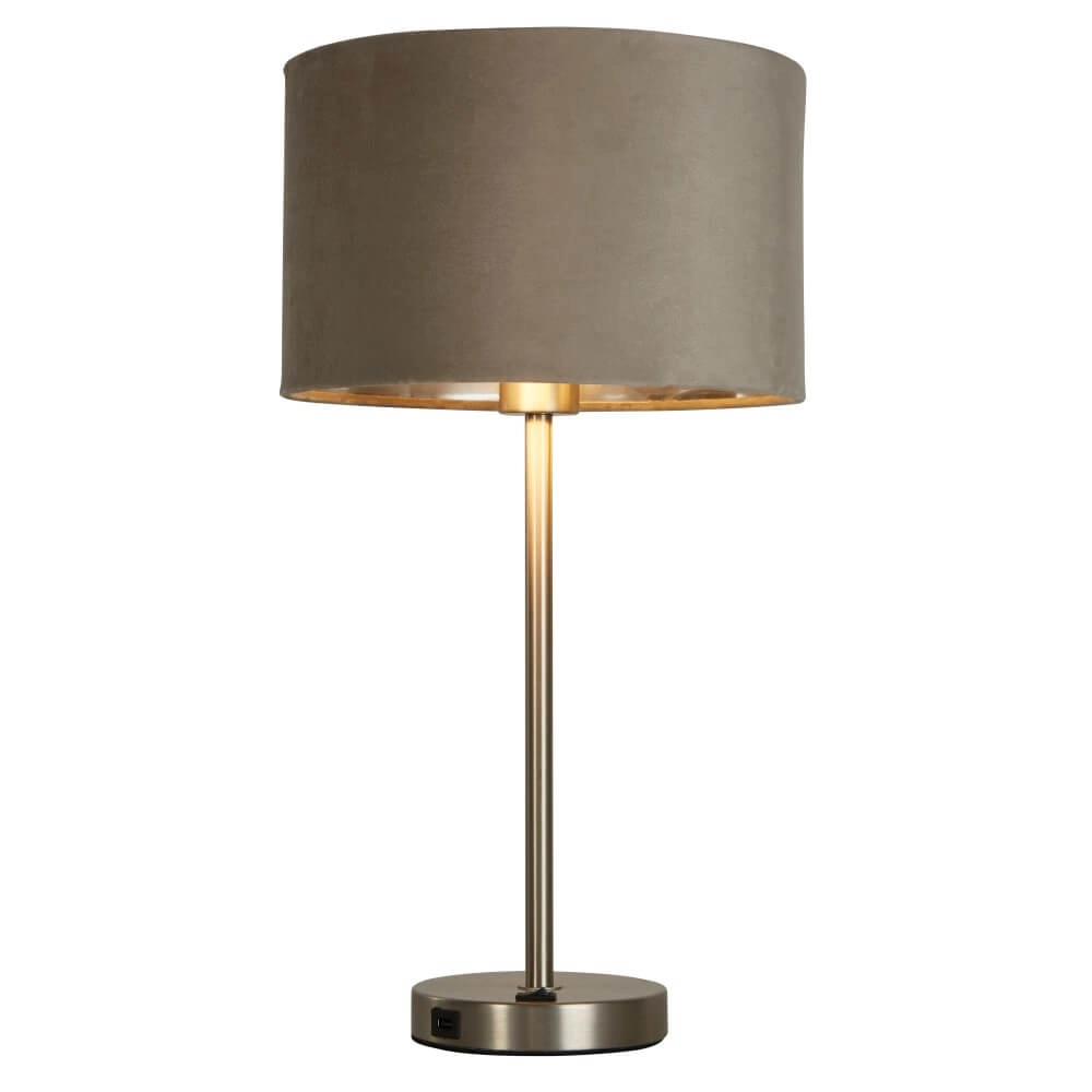 Leuke tafellamp Finn goud met creme Searchlight 5053423257235