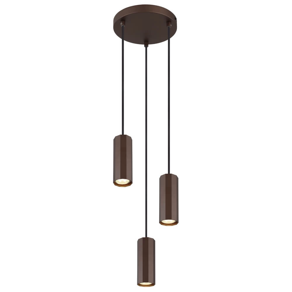Bronzen hanglamp James 3-lichts rond