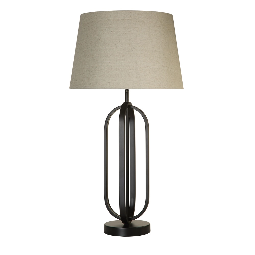 Tafellamp Chic zwart met creme kap