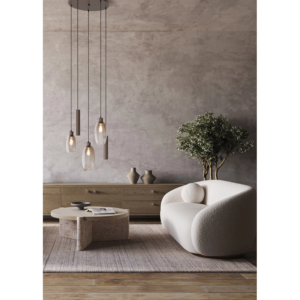Vide hanglamp Olive 3x glas - 2x Run - cacao - Ø50cm Masterlight 8718121394251