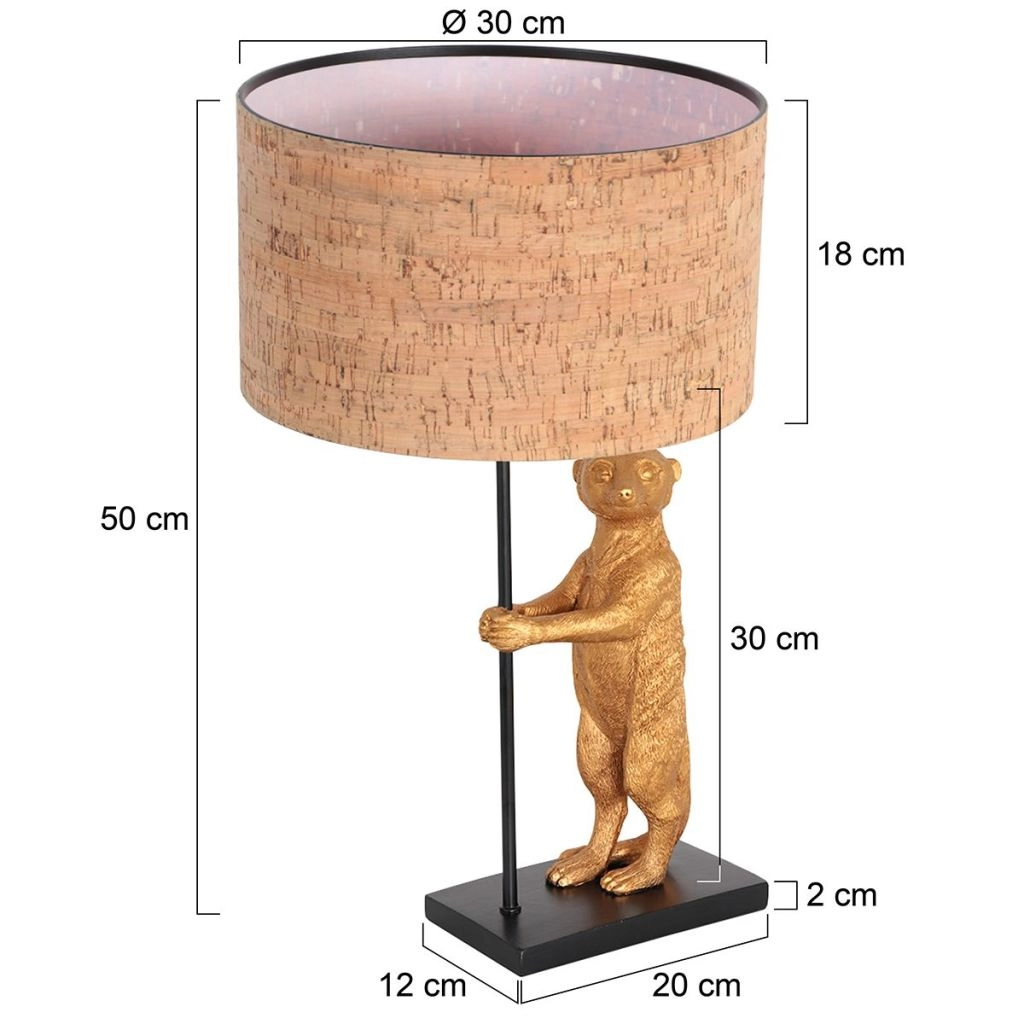 Zwarte tafellamp Animaux met kurk kapje Ø30cm Steinhauer 8712746180565