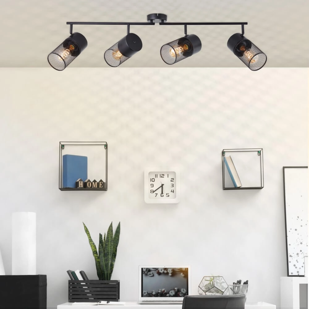 Zwarte plafondlamp Kamolo 4x E27 Brilliant 4004353409431