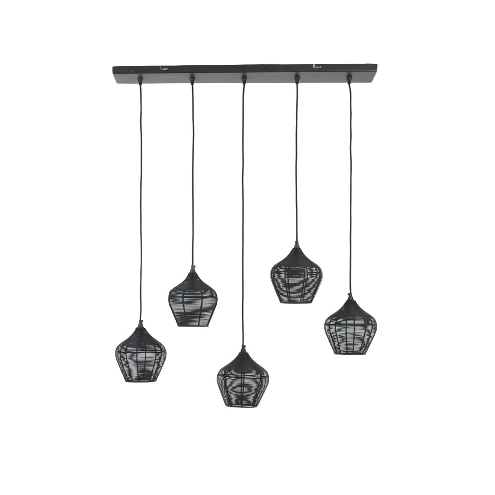 Hanglamp Alvaro 5-lichts zwart Light & Living 8717807635619
