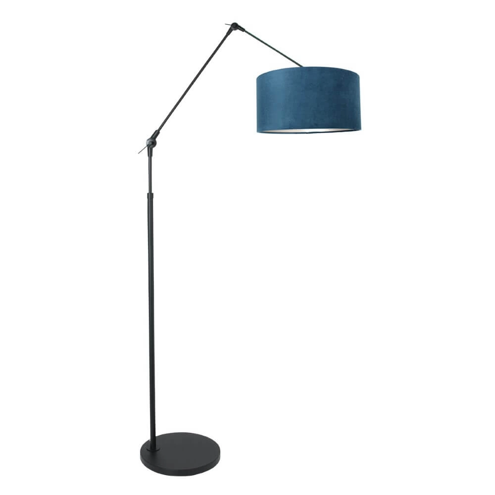 Zwarte vloerlamp Prestige Chic met blauwe kap