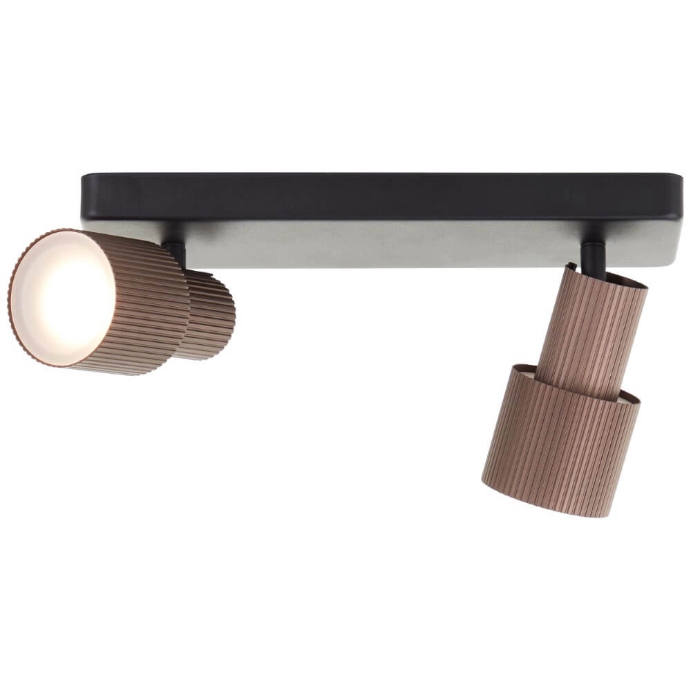 2-lichts opbouwspot Cadiz zwart met brons Brilliant 4004353441271