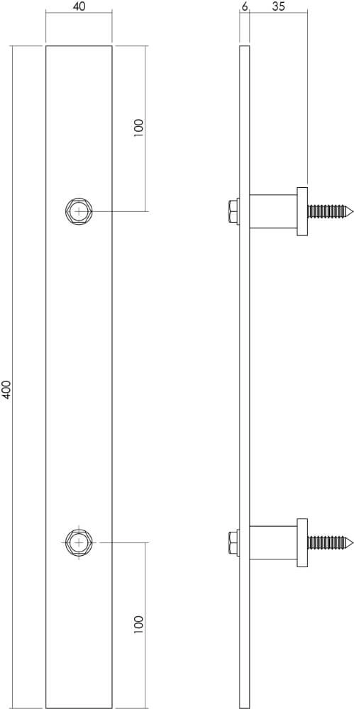 Strakke deurgreep Gripon 40x4cm RVS Intersteel 8714186448359