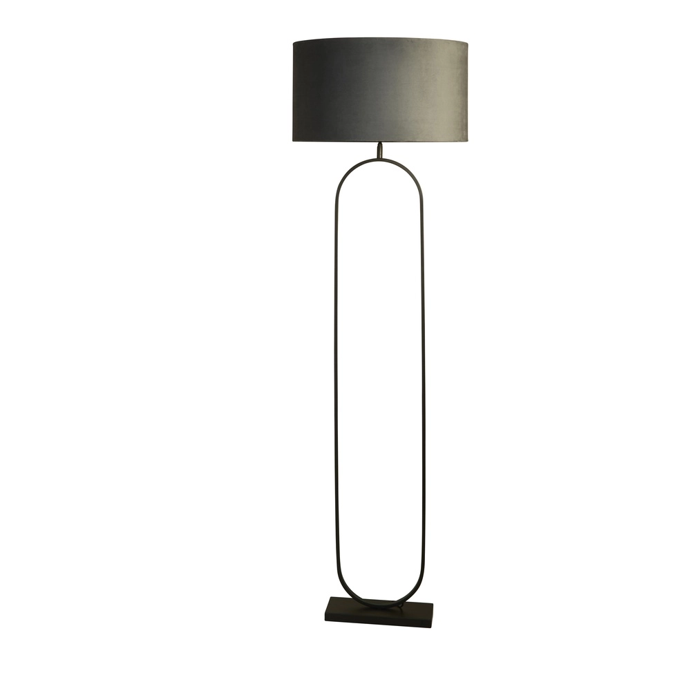 Vloerlamp Modish zwart met donker grijze kap